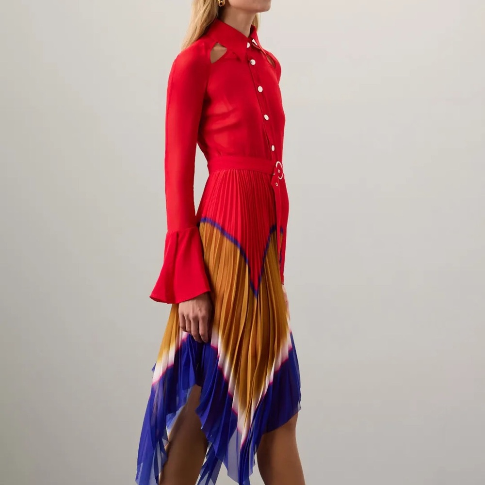 Thebe Magugu Gradient Pleated Chiffon Dress